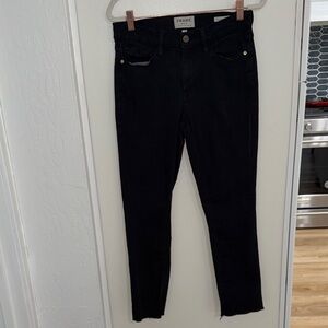 Frame Denim Forever Karlie Black Skinny Jeans with raw hem | 27